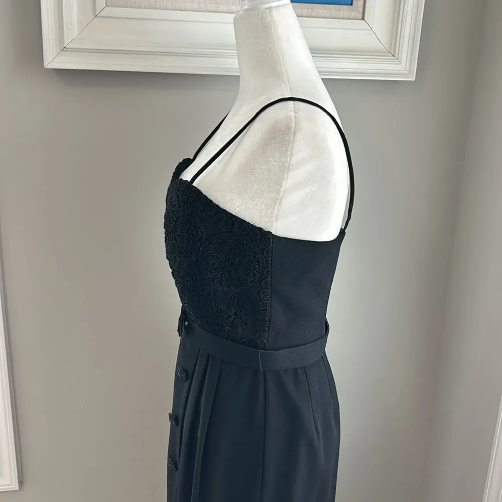 Vintage Kenar Dress Formal Sleeveless Black Maxi Crocheted Dress - Picture 7 of 15